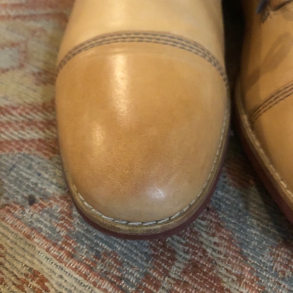 Aldo Light Tan Leather Oxford Cap Toe Dress Shoes 9.5 - Picture 7 of 10